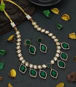 designer green american diamond necklace and earrings set