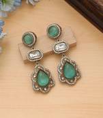 pista green color american diamond drop earrings