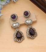 purple color american diamond drop earrings