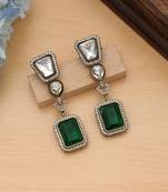 green color american diamond statement earrings