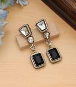 black color american diamond statement earrings