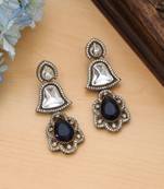 designer blue color american diamond earrings