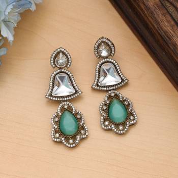 designer pista green american diamond earrings 1