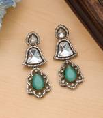 designer pista green american diamond earrings