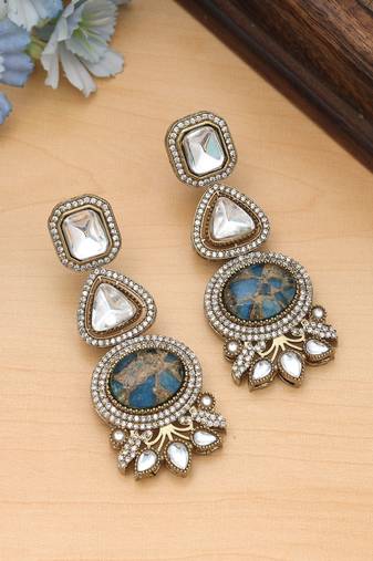 Firozi color american diamond earrings