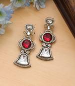 red diamond work brass dangle earrings