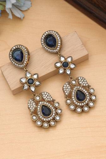 Blue color american diamond earrings