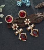 red american diamond brass drop earrings