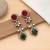 Red & green color american diamond earrings