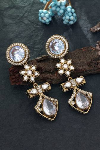 White color american diamond earrings