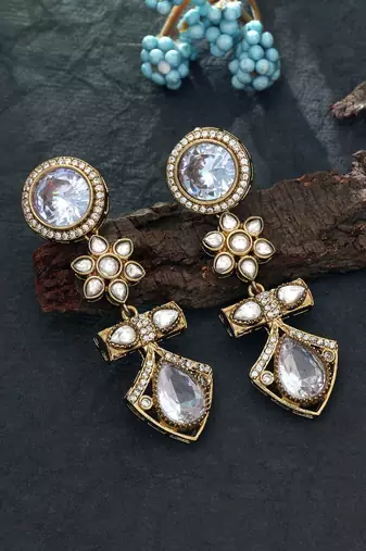 White color american diamond earrings