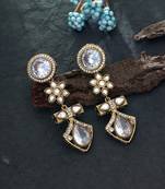 white american diamond brass dangle earrings