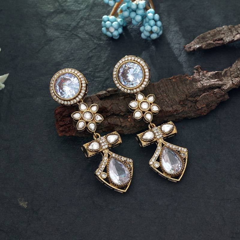 White color american diamond earrings