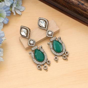 green brass american diamond dangle earrings 1