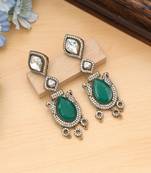 green brass american diamond dangle earrings