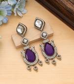 purple american diamond brass dangle earrings
