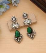 green american diamond brass drop earrings