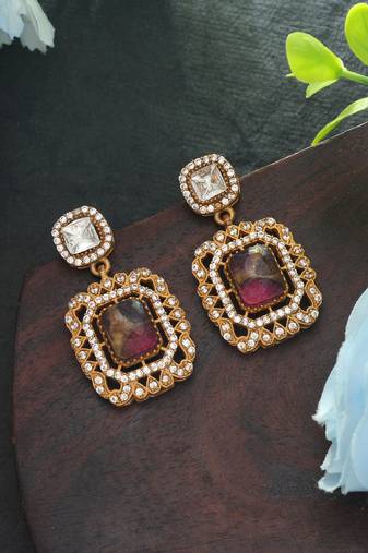 Rani color american diamond earrings
