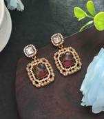 pink color american diamond brass dangle earrings
