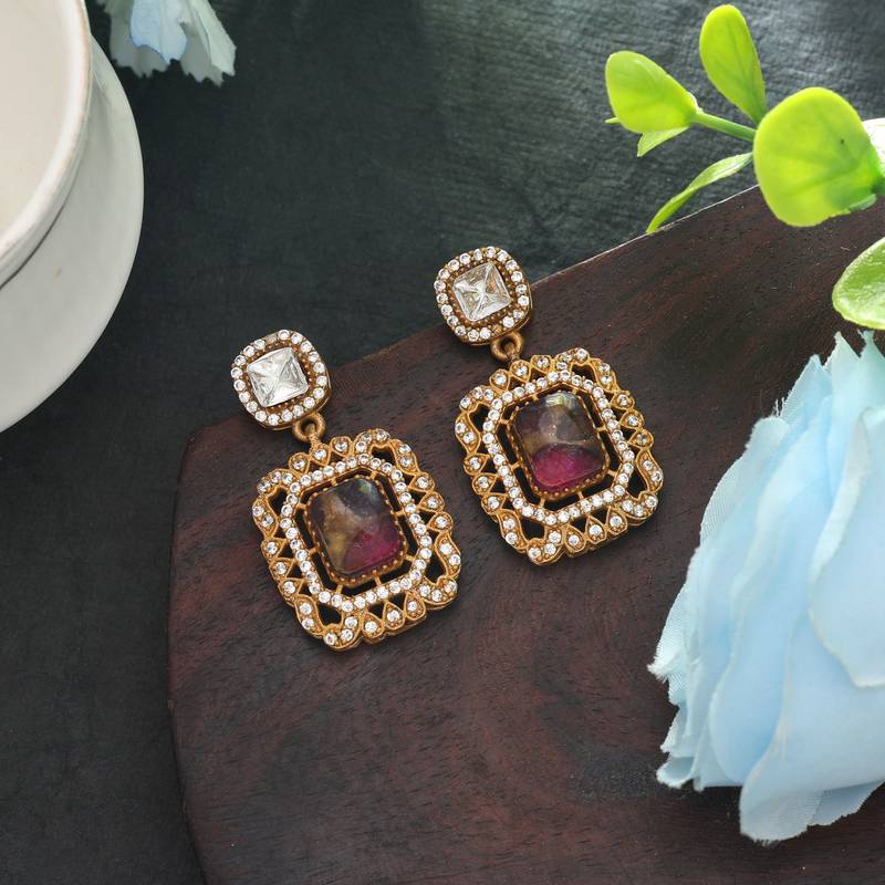 Rani color american diamond earrings