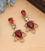 red american diamond brass dangle earrings