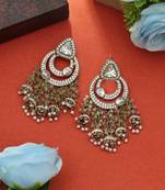 pista green pink kundan beaded dangle earrings