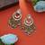 Pista green & pink color kundan earrings