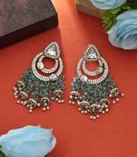 Firozi color kundan earrings