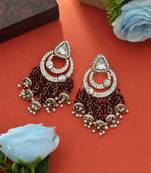 Maroon color kundan earrings
