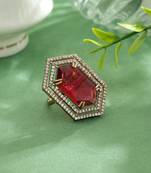 Red color american diamond ring