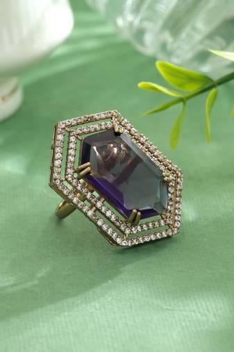 Purple color american diamond ring