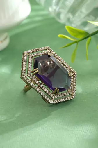 Purple color american diamond ring