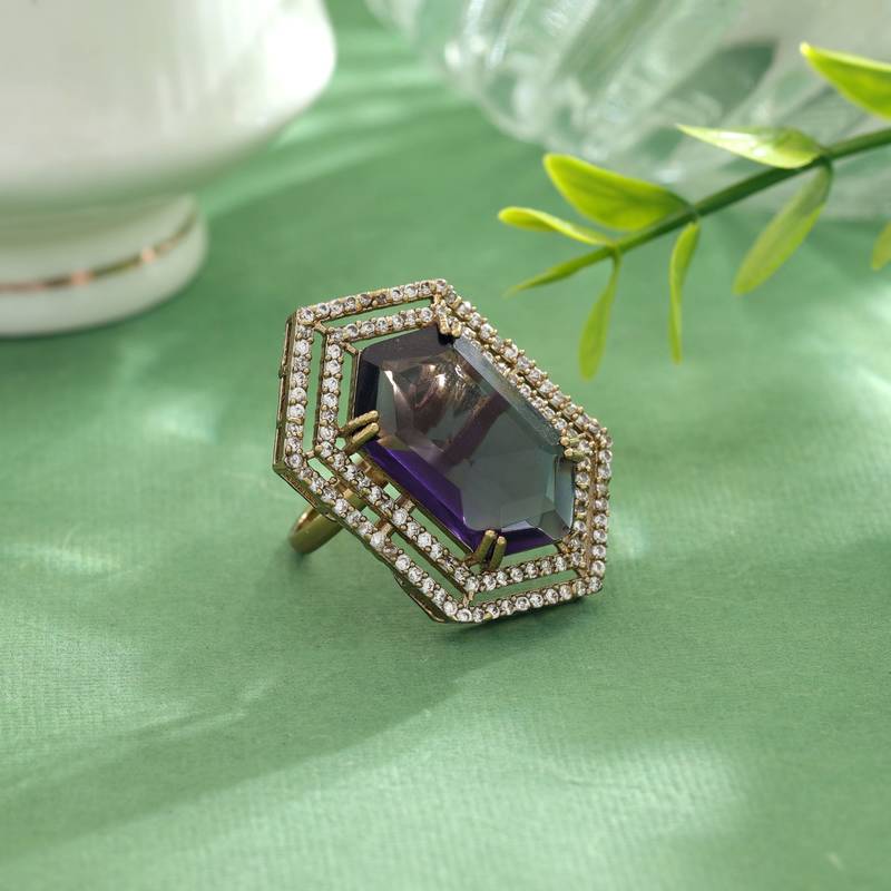 Purple color american diamond ring