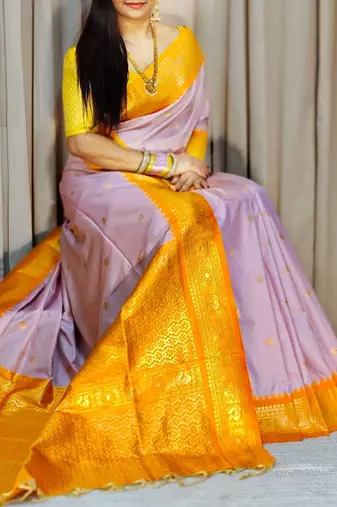 Lavender Color zari jaal weaves  Silk Sarees 