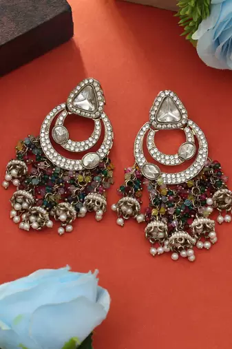 Multi color kundan earrings