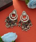 multi color kundan dangle earrings with beaded drops
