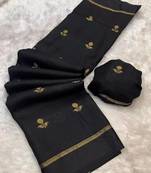 Black Color jacquard leaf  figure Work Khadi Silk Saree