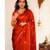 Orange Color jacquard leaf  figure Work Khadi Silk Saree