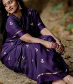Purple Color jacquard leaf  figure Work Khadi Silk Saree