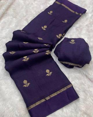 purple khadi art silk saree with jacquard leaf design 3