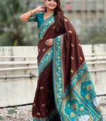 Dark Maroon Color Dual Zari Weaving Silk Saree