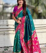 Olive Color Dual Zari Weaving Silk Saree