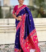 Purple Color Dual Zari Weaving Silk Saree