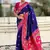 purple soft art silk saree with red dual zari border & animal motif pallu