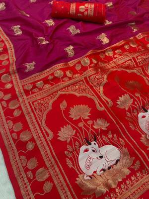 wine dual zari woven soft art silk saree 2