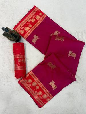 wine dual zari woven soft art silk saree 5