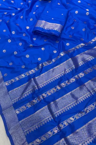 Blue Color Zari Woven Work Silk Saree