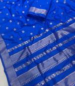 Blue Color Zari Woven Work Silk Saree