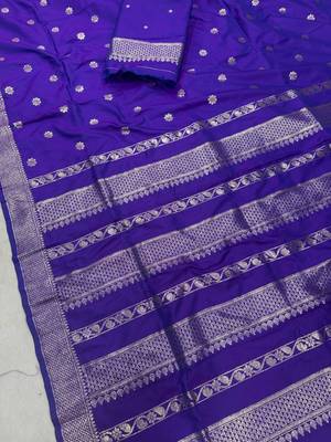 royal purple banarasi soft silk zari woven saree 1