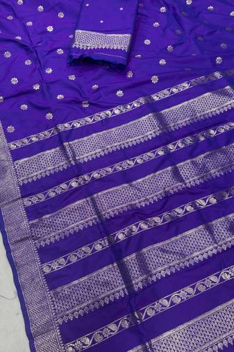 Purple Color Zari Woven Work Silk Saree